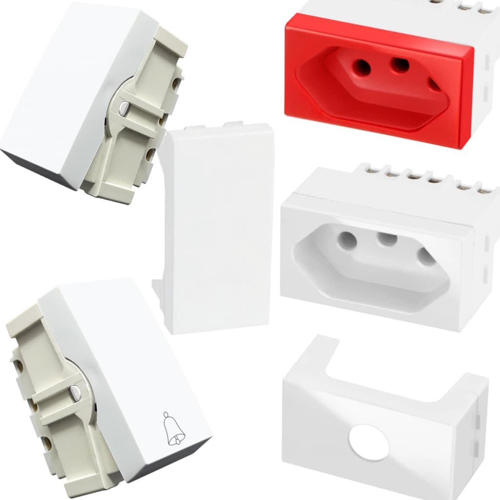 Módulos Tomadas e Interruptores Blux Home Branco Reposição Three Way Four Way Pulsador Campainha Vermelha branca