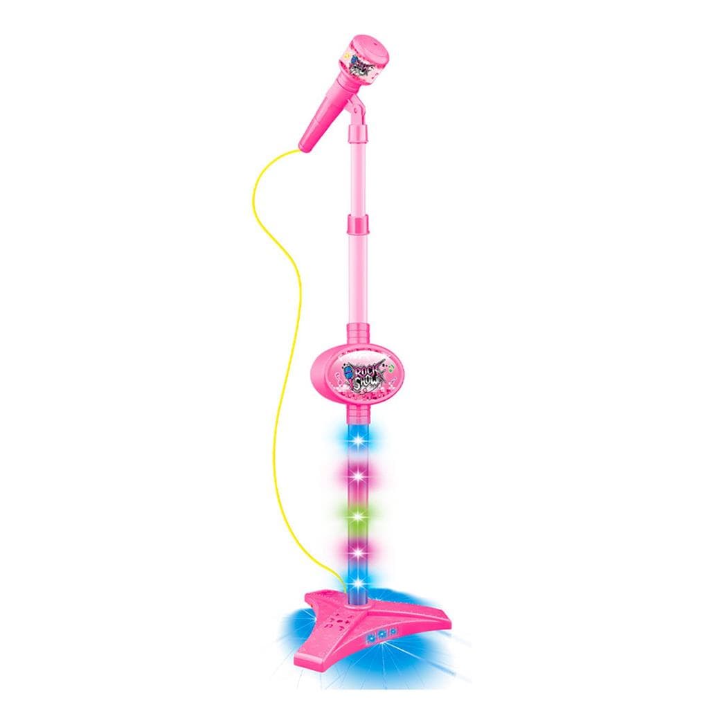 Microfone Infantil Brinquedo Karaoke Pedestal Som Luz Rosa - Dm Toys