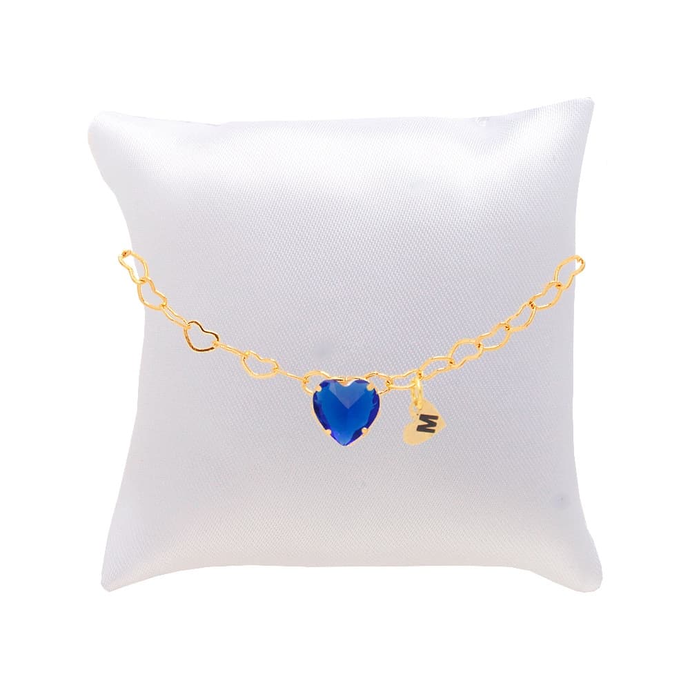 Pulseira Madrinha Azul Folheada + Almofadinha + Inicial
