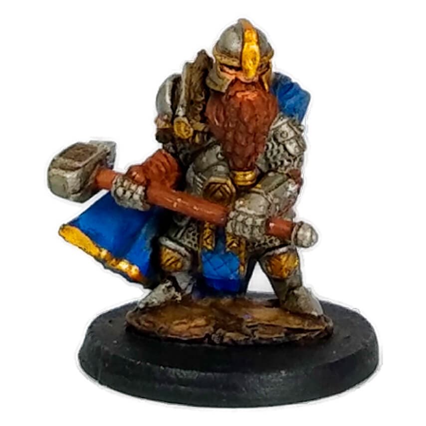 Miniatura RPG Paladino Anão Pintada Martelo Murim 22mm Metal D&D Tormenta