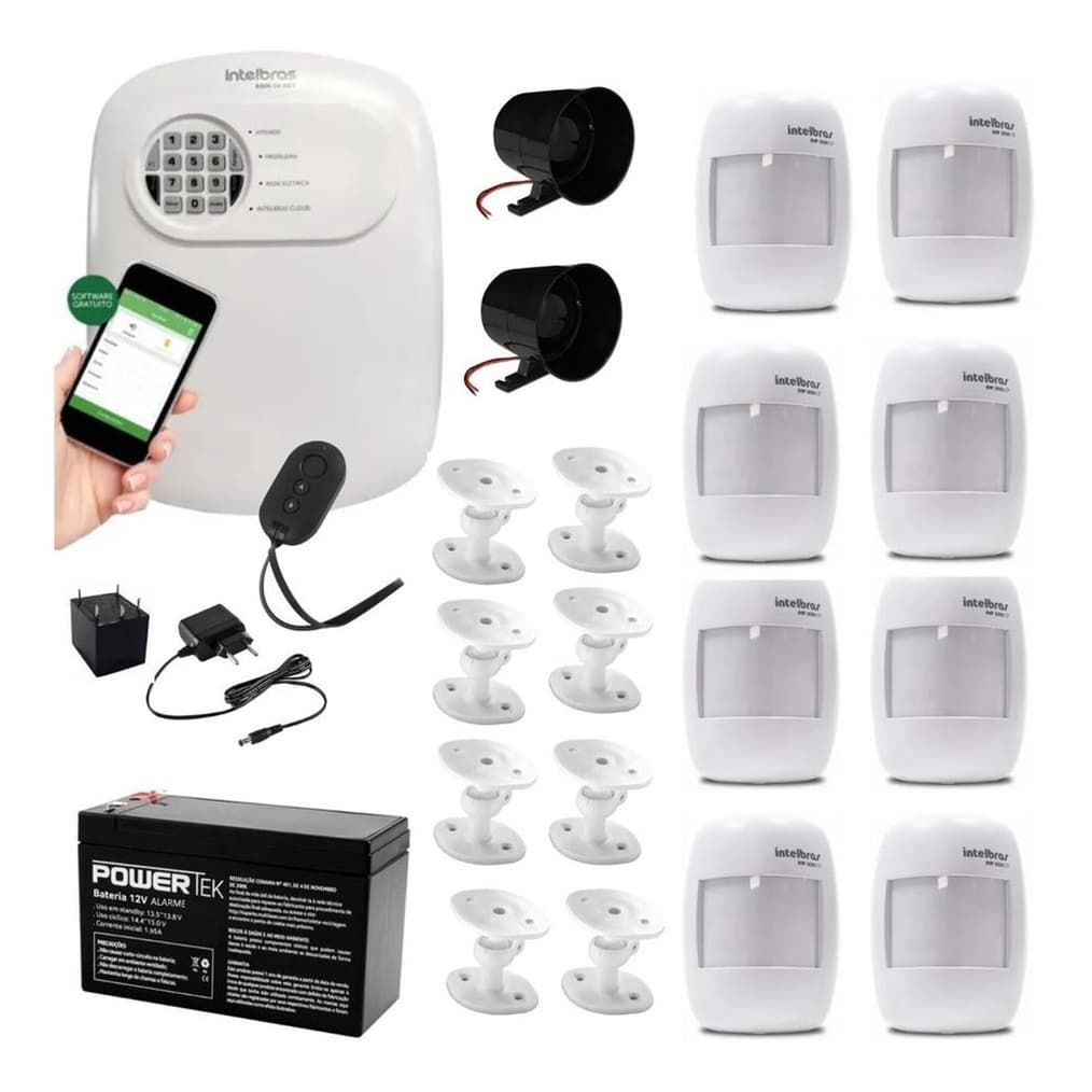 Kit Alarme Intelbras ANM 24 NET com 8 Sensores IVP 3000 e Controle por App Celular