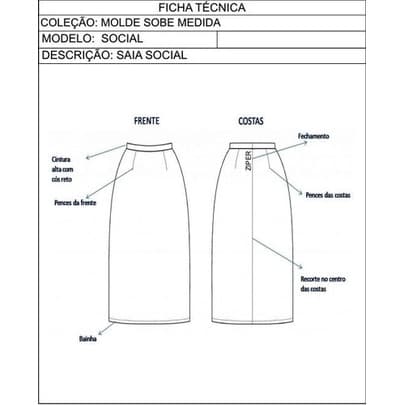 Molde De Saia E Camisa Social Sob Medida Por Email