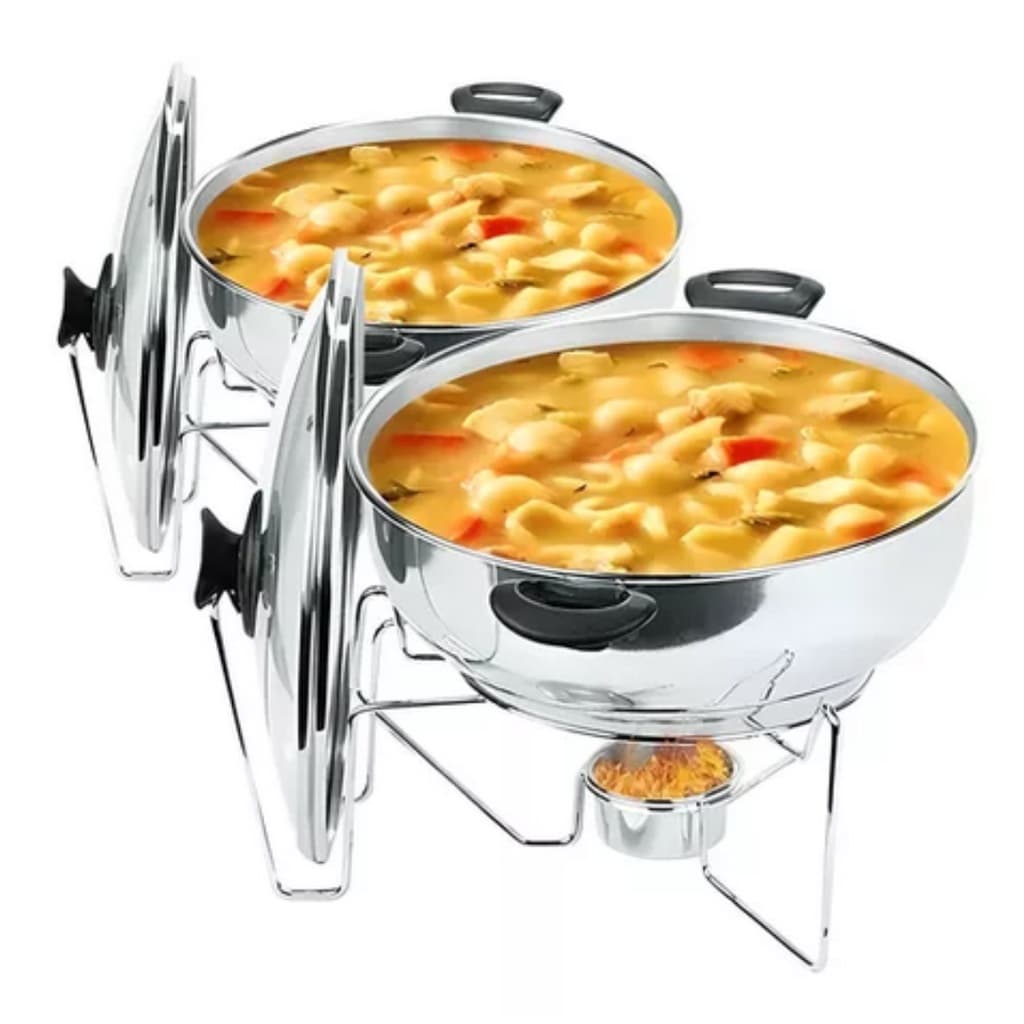 2 Rechaud Redondo Panela de Alumínio Com Tampa De Vidro 6,5 Litros