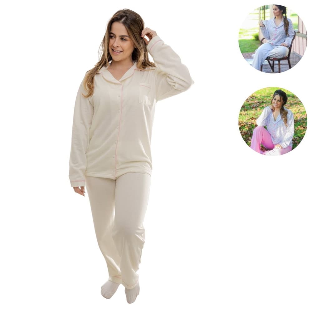 Pijama Inverno Feminino Americano Moletom Maternidade