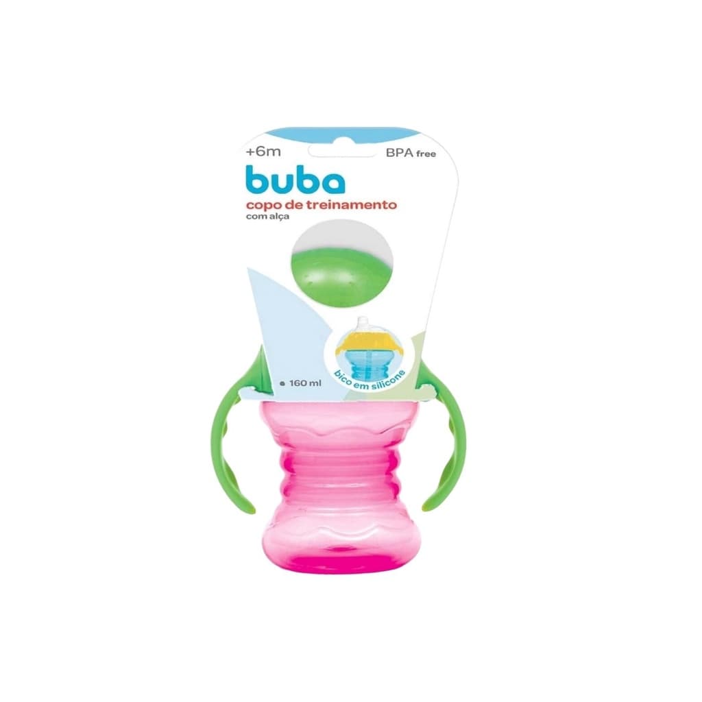 Copo De Treinamento Com Alça Verde Rosa 6m + 160ml - Buba