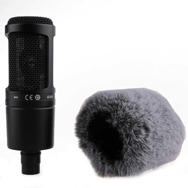 Blala Outdoor Fur Windshield Microfone Capa Muff Windscreen Para AT2020