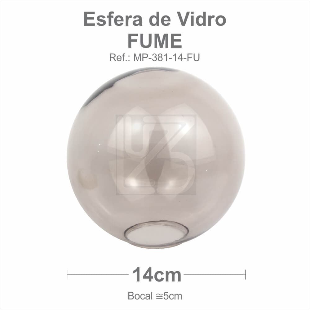 VIDRO ESFERA S/ COLARINHO 14CM BOCAL 5CM - FUMÊ