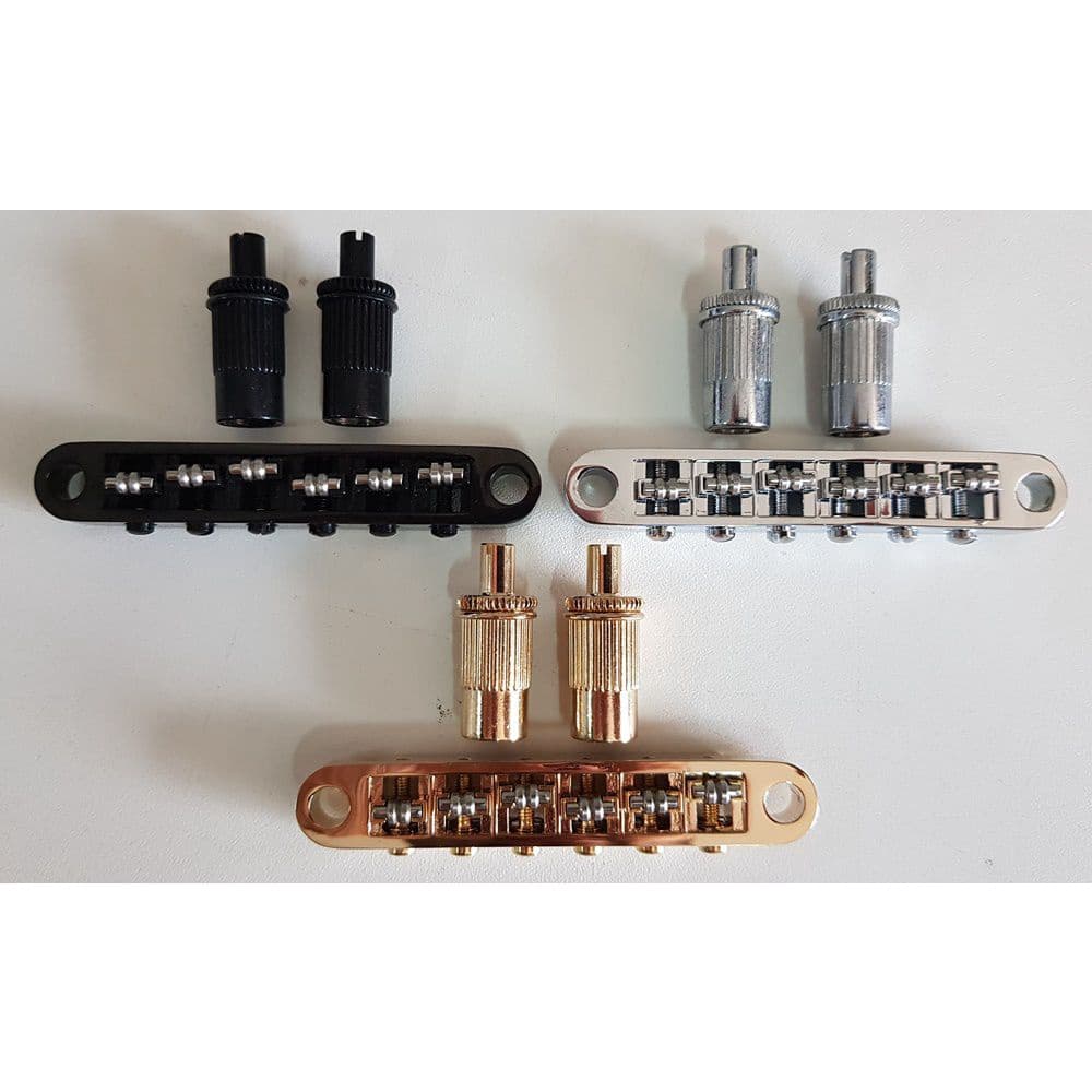 Ponte Tune Roller Dourada Preta e Prata Para Guitarras Tipo LesPaul Sg