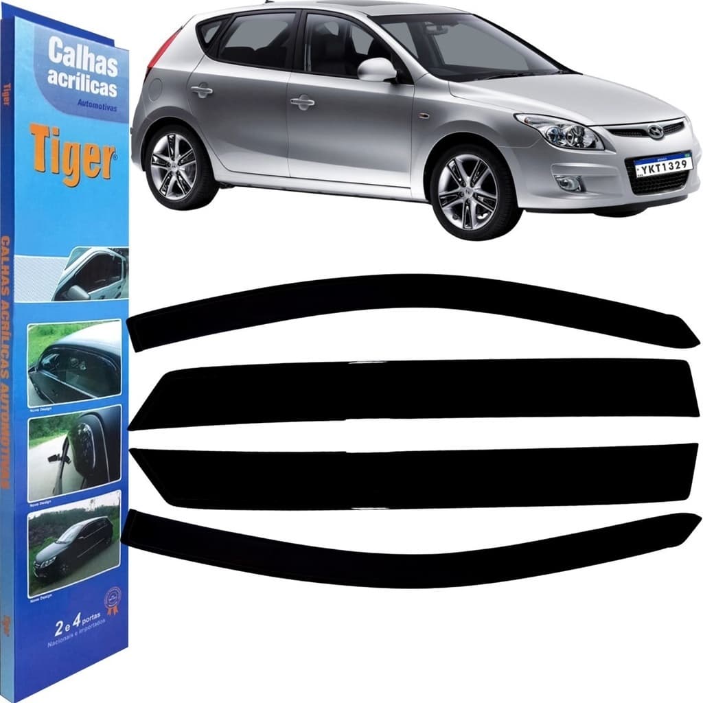 Calha De Chuva Defletor Hyundai I30 2009 À 2012 4 Portas Fume Tiger H8048