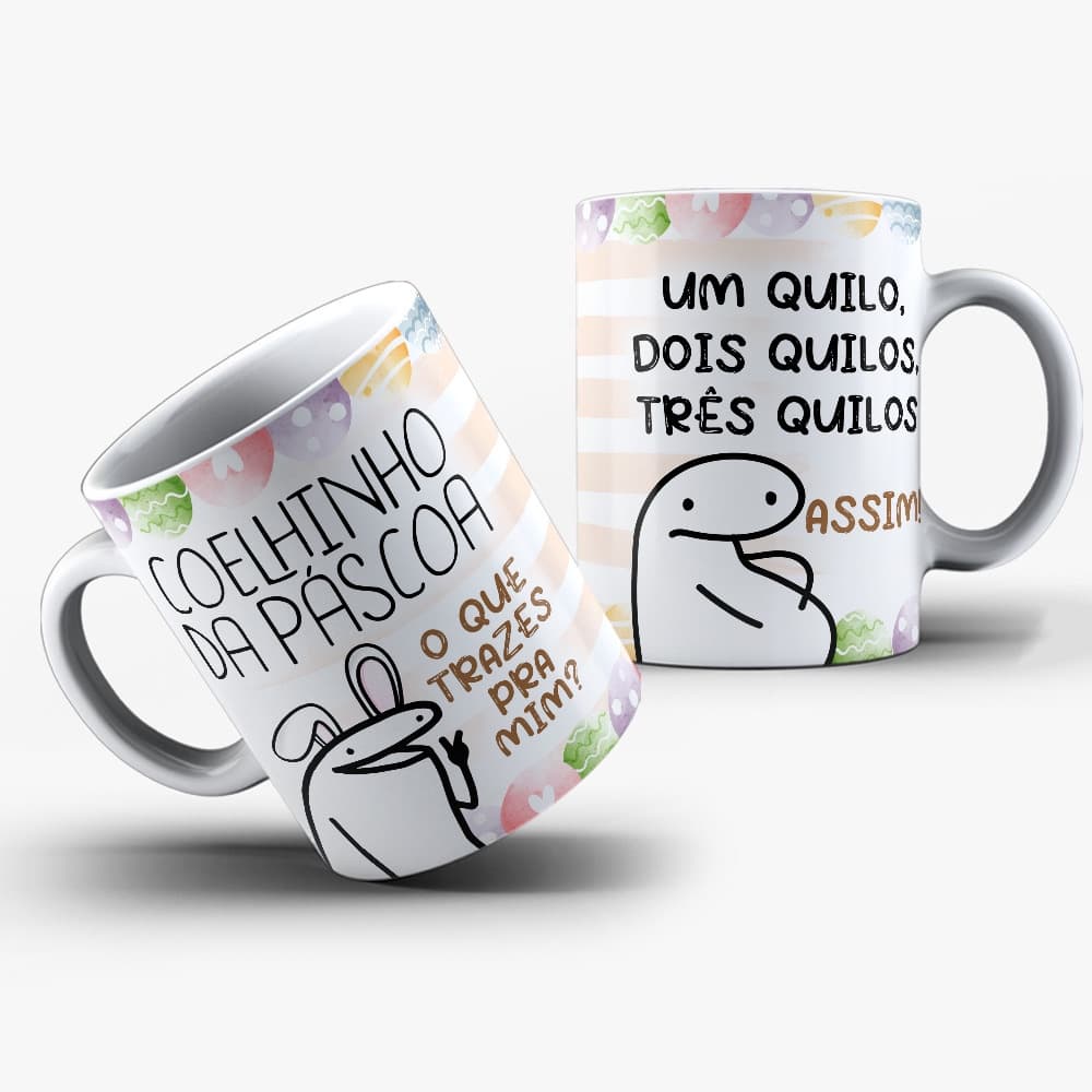 Caneca De Porcelana Personalizada Flork Coelho Páscoa C