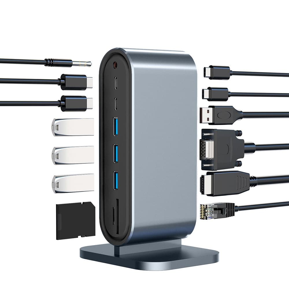 12 Em 1 USB C Hub Vertical Leitor De Cartão TF 3.0 4K HDMI Dock Station Tipo Adaptador Ethernet-Divisor Para Mac Portáti