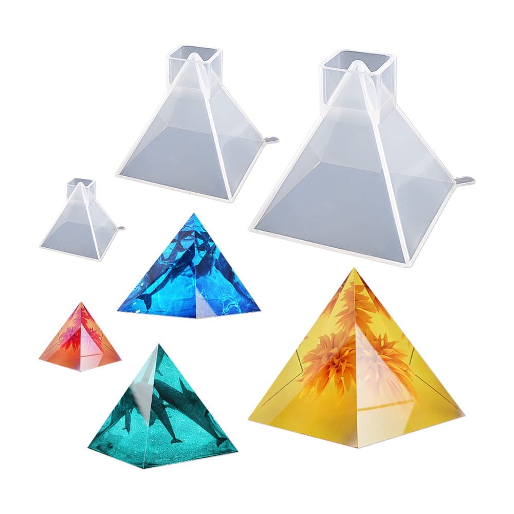 diy Crystal Epoxy Pyramid Ornamento Molde De Silicone