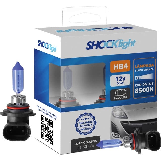 Par de Lampada HB4 Super Branca para Farol e Farol de Milha Cor da Luz 8500K