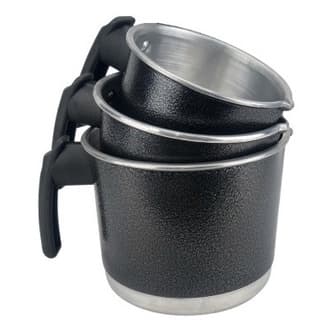 Jogo De Leiteira Canecos Fervedor 3 Peças Preto Craqueado