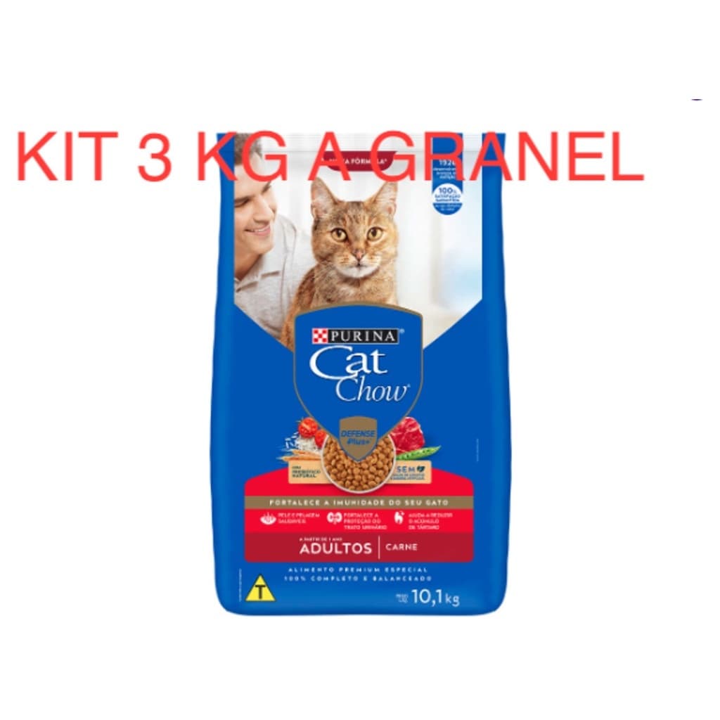 3 Kg A Granel Ração Nestlé Purina Cat Chow Adultos Defense Plus Carne