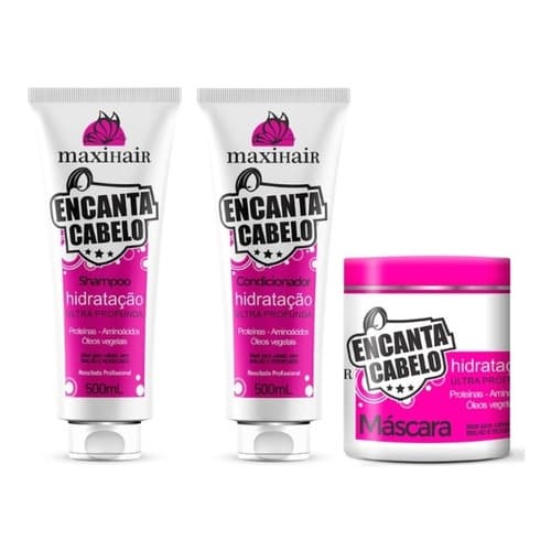 Kit Maxi Hair Encanta Cabelo - Shampoo + Condicionador + Máscara - Hidratação e Brilho para Todo Cabelo