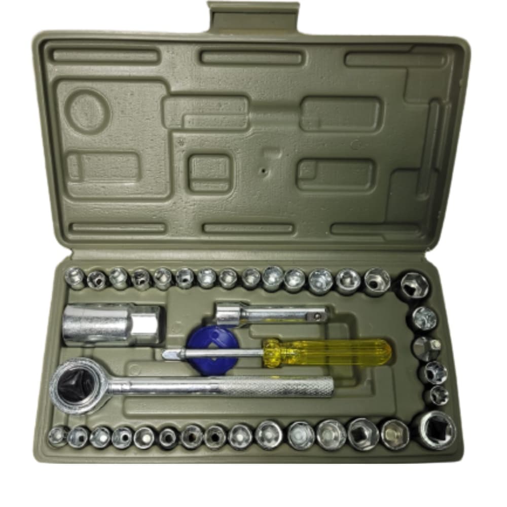Kit Jogo de Soquetes 40 Peças com Catraca e Extensões Maleta Ferramentas Profissional