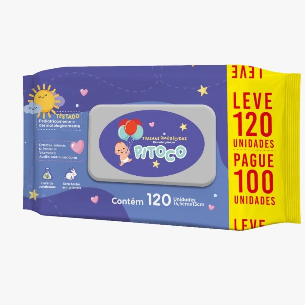 Toalhas Umedecidas (120 Unidades) Pitoco