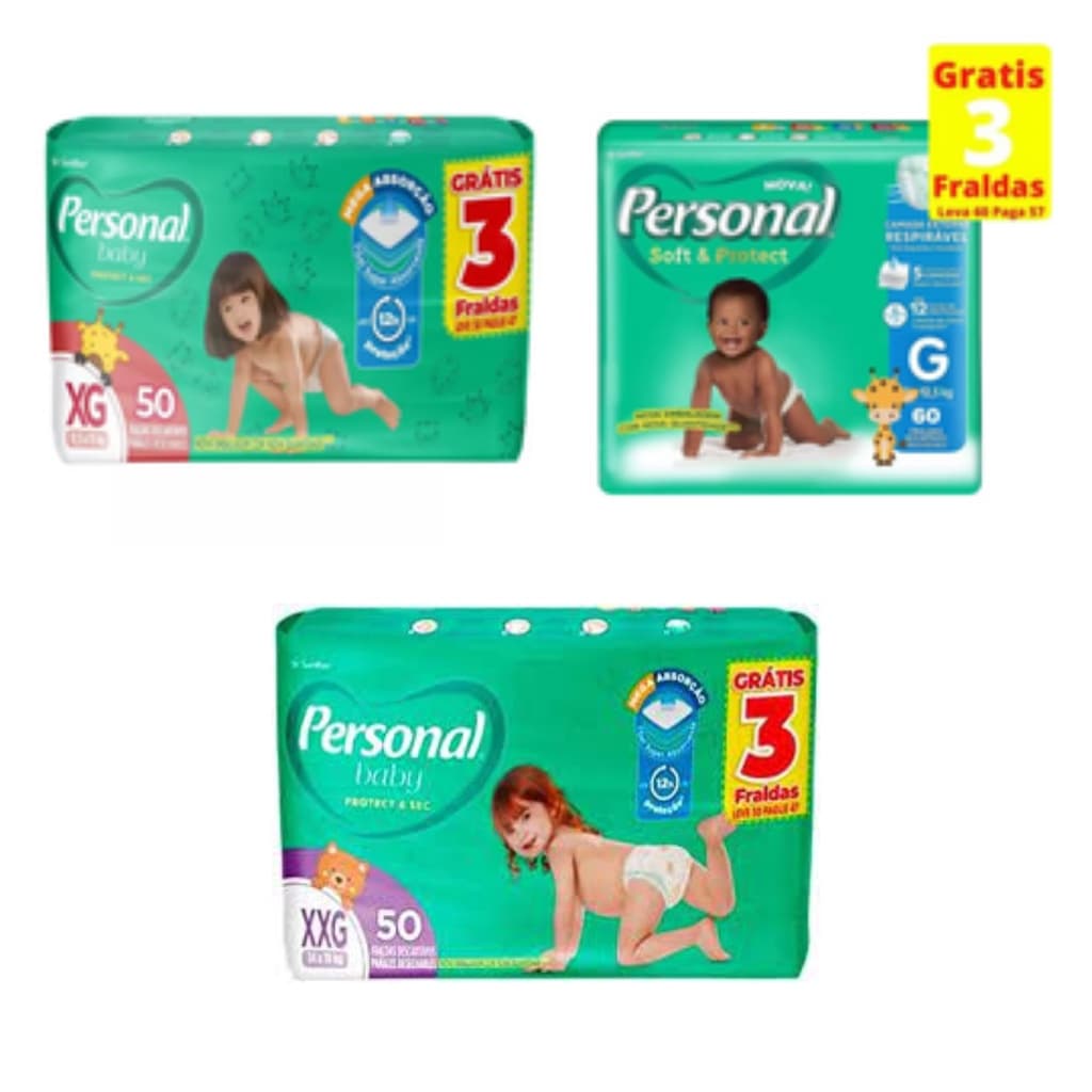 Fralda Personal Baby Protect & Sec Pacote Hiper - Todos os Tamanhos