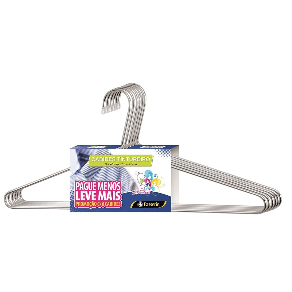 Kit 6 Cabides Tintureiro Aço Cromado Resistente Roupas