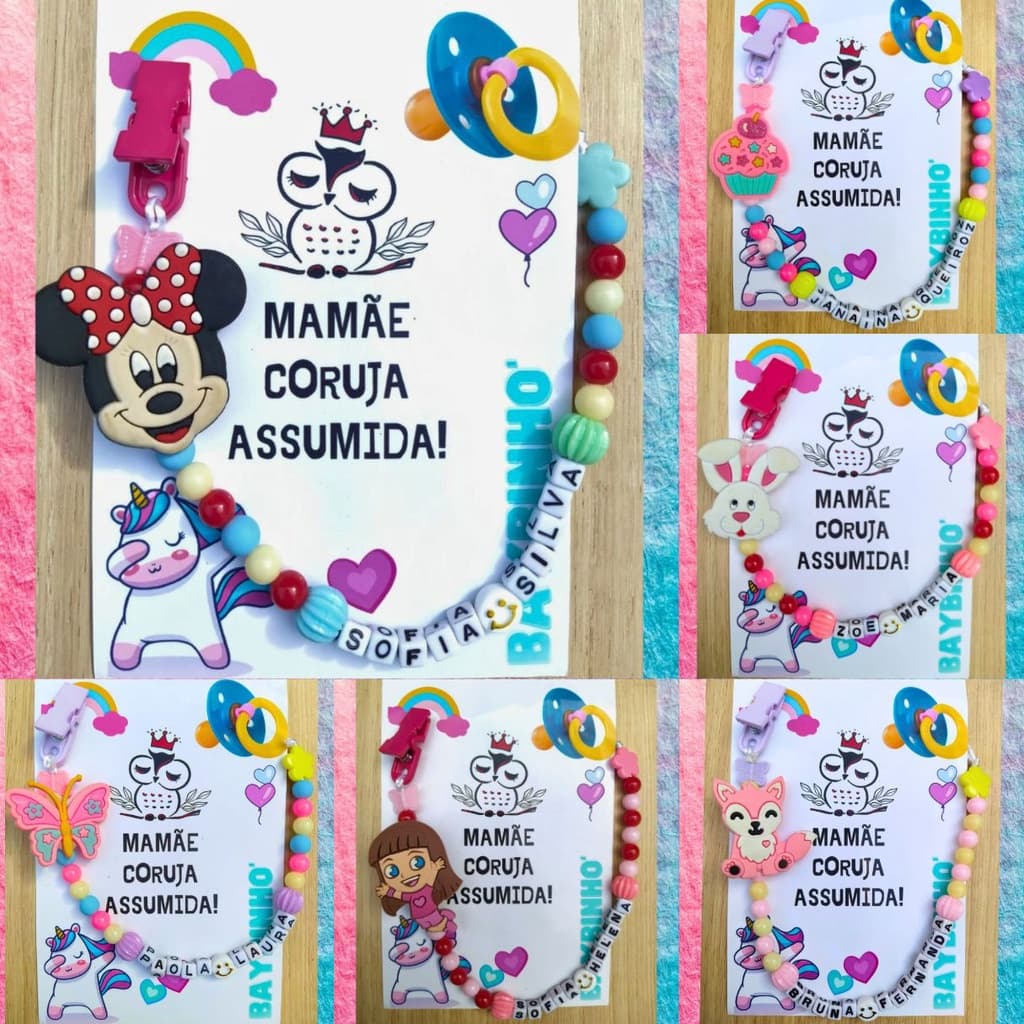 Prendedor de chupeta para bebê com nome personalizado prendedor Bebê P01