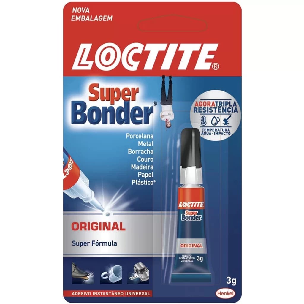 Super Bonder Henkel Loctite cola intantânea embalagem com 3g