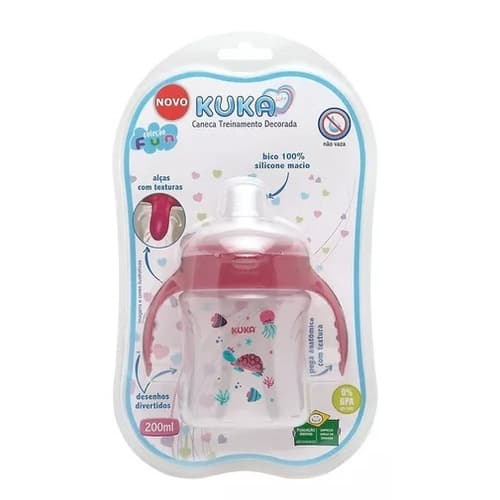 Caneca Treinamento Decorada Fun Rosa Kuka 200Ml - Kuka