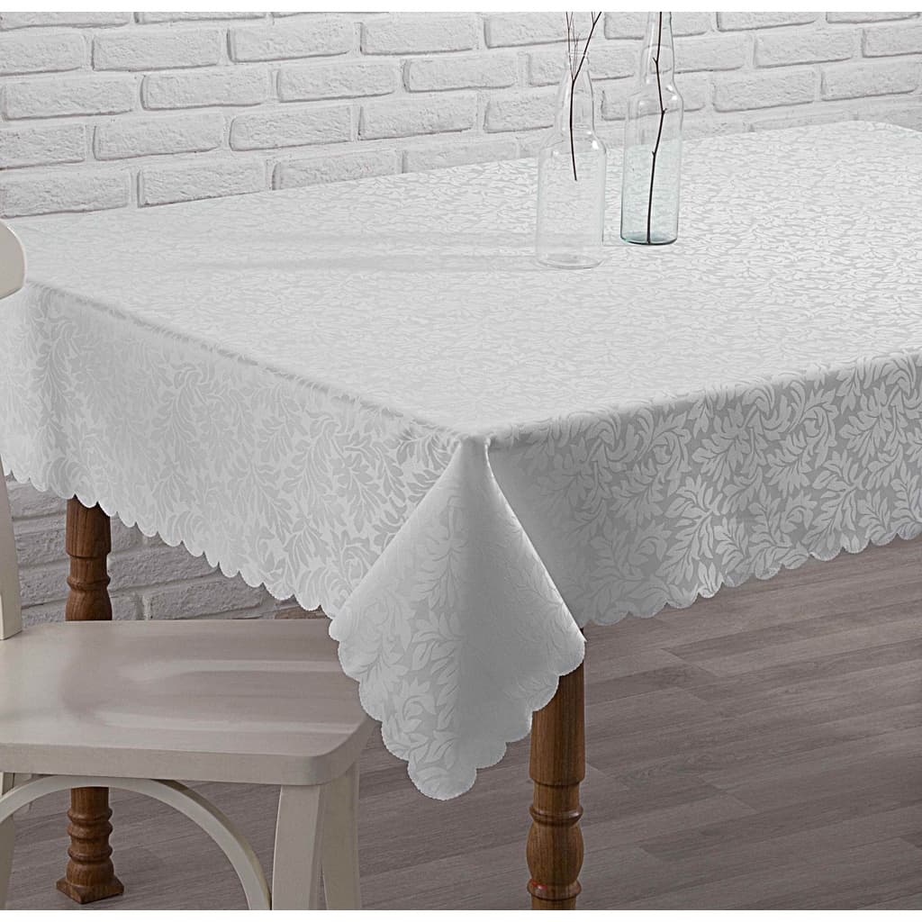 Toalha De Mesa Retangular Branca Poliéster 8 Lugares Rafimex