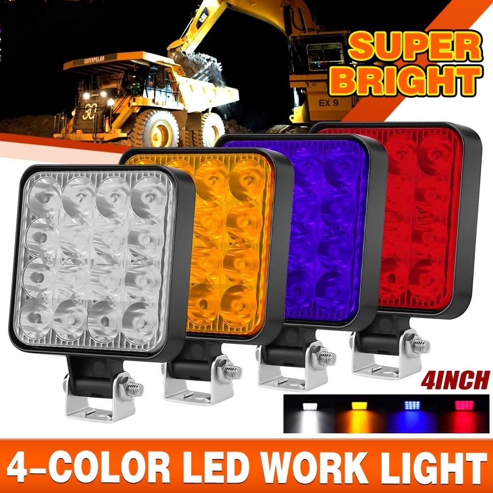 48W LED Luz De Trabalho Quadrada 12V Fora Da Estrada Lâmpada De Ponto De Inundação Para Carro Caminhão SUV 4WD Barra