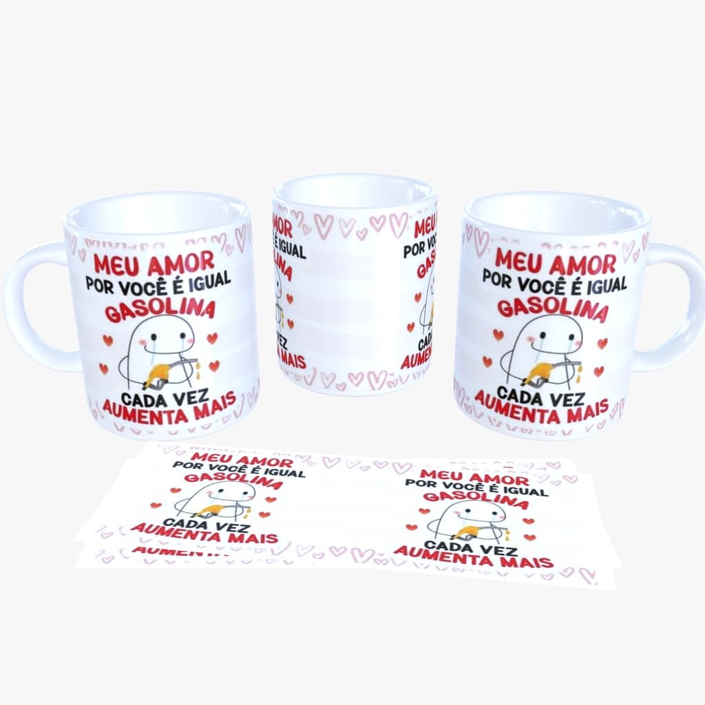 Caneca De Porcelana Personalizada Flork Amor Gasolina C