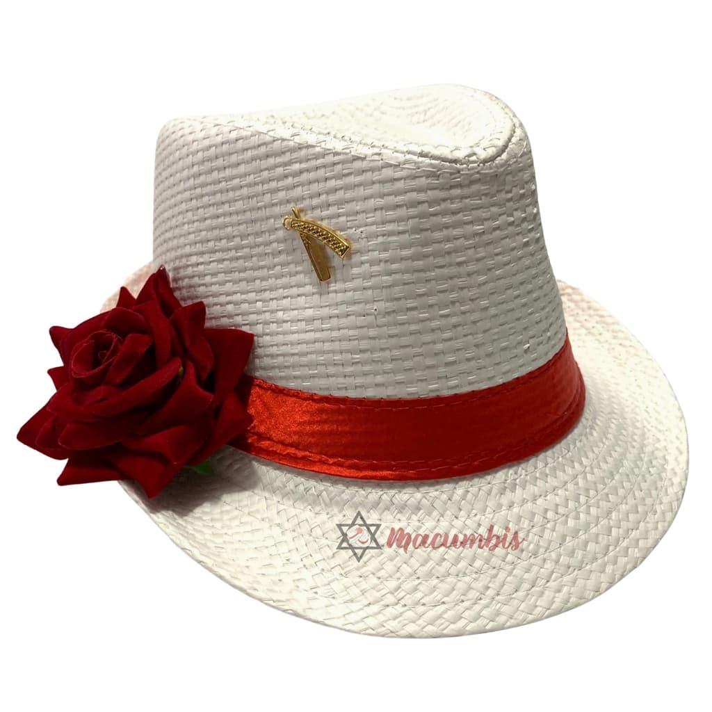 Chapeu Maria Navalha Malandra com Rosa e Pingente Umbanda Candomble