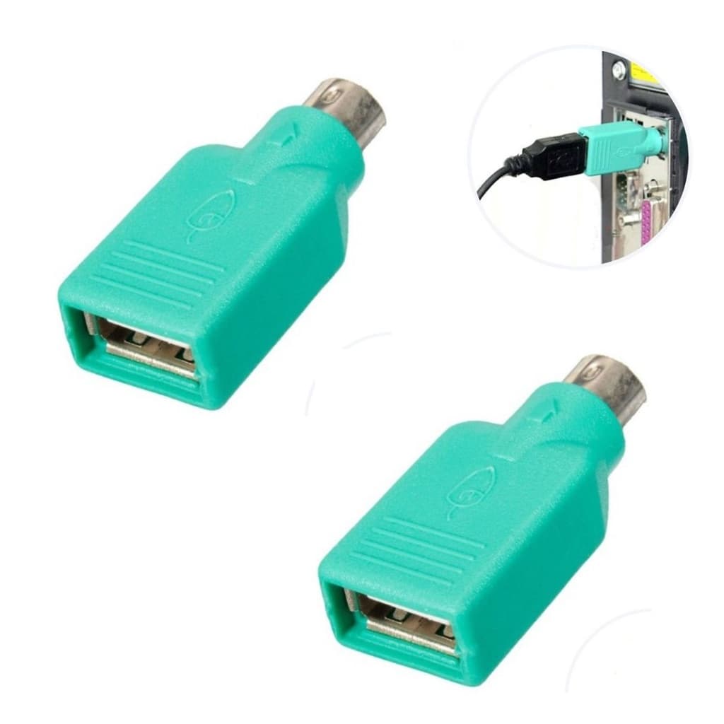 Adaptador Usb Fêmea X Ps2 Macho Mini-Din Mouse Teclado Plug Conversor Modelo PC Antigo Kit Com 2 Unidades