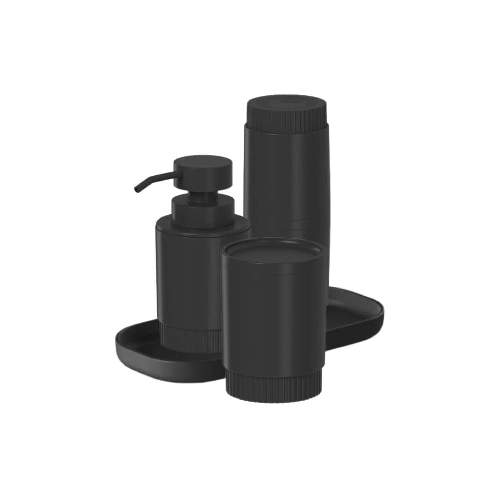 Kit Banheiro Lavabo 4 Peças Dispenser Porta Escova Porta Algodão Bandeja Dórica - Ou