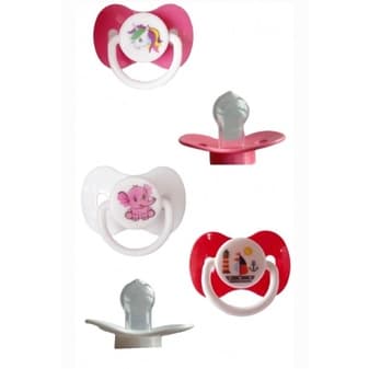 Chupeta Bico Simétrico De Silicone P/ Menina 2 Unidades