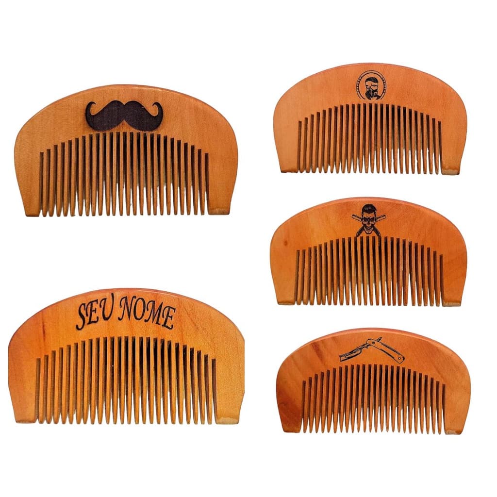 Pente de Madeira para Barba Bigode e Cabelo Personalizado