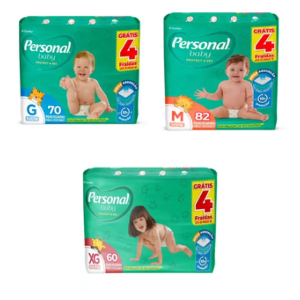 Fralda Personal Protect & Sec Pacote Giga M G XG - 12h de Proteção