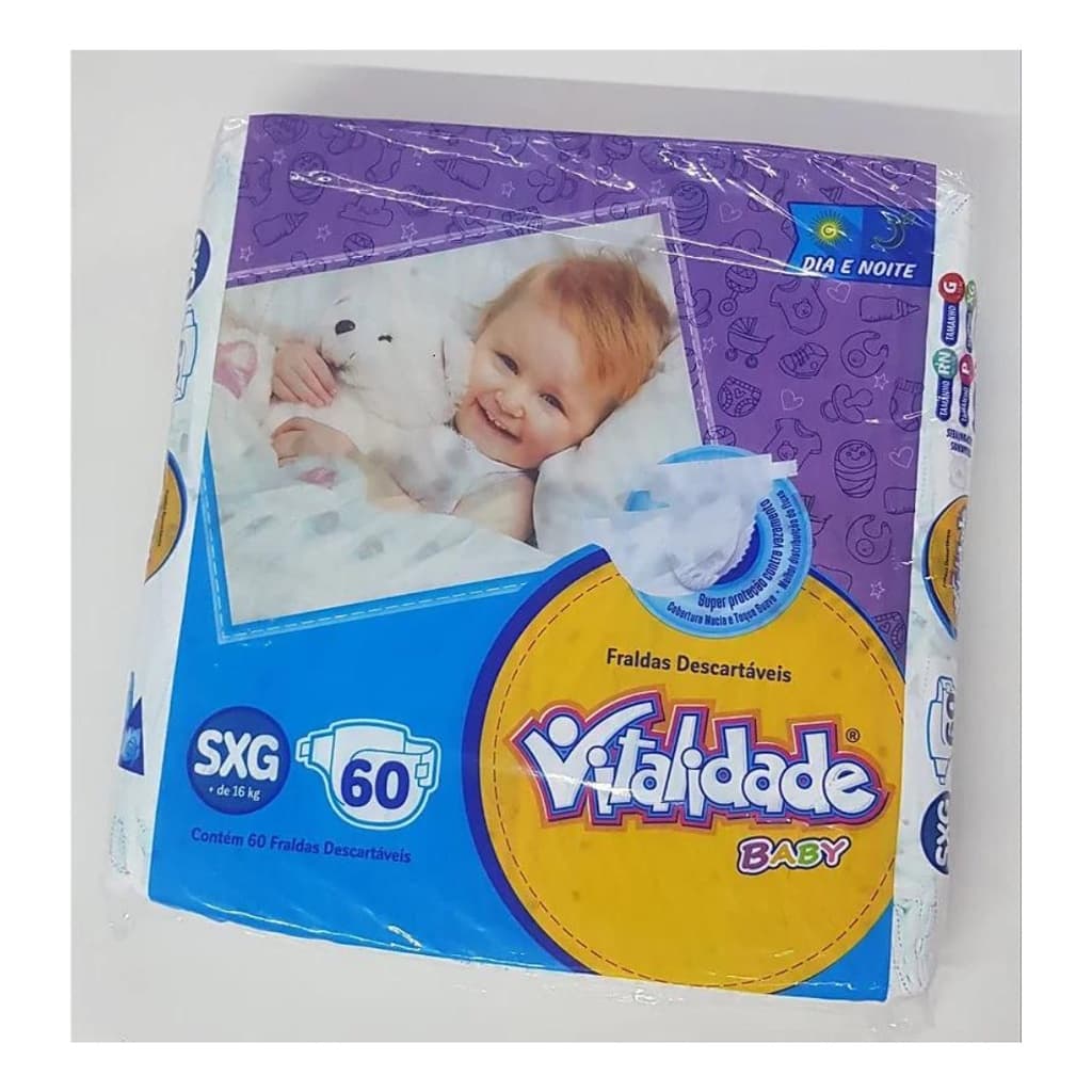 Fralda Vitalidade Baby Mega Pacotão SXG (XXG) - 60 Unidades