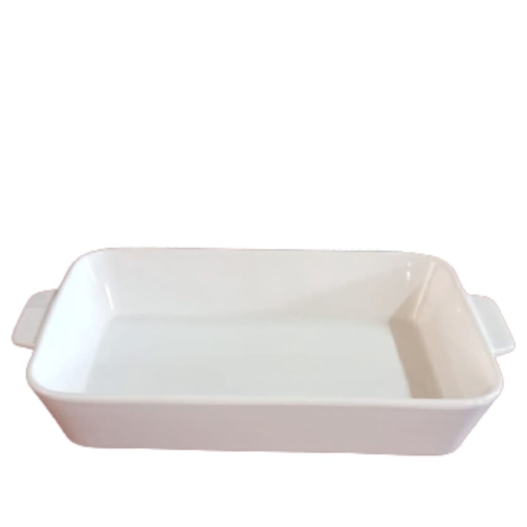 Travessa e Assadeira Refratárias Porcelana Branca com Alça 34x20,5x5cm Basic
