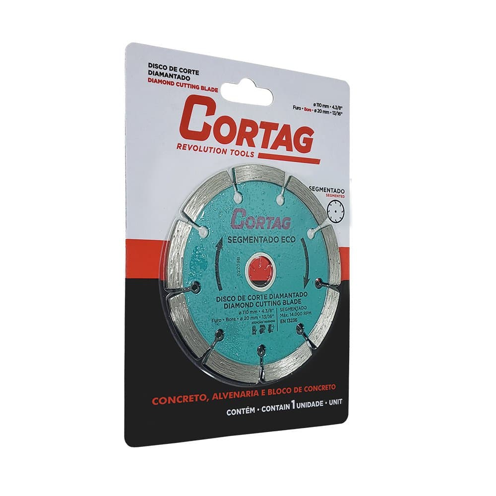 Disco Corte Diamantado 4.3/8'' 110mm Furo 20mm Segmentado Eco Cortag