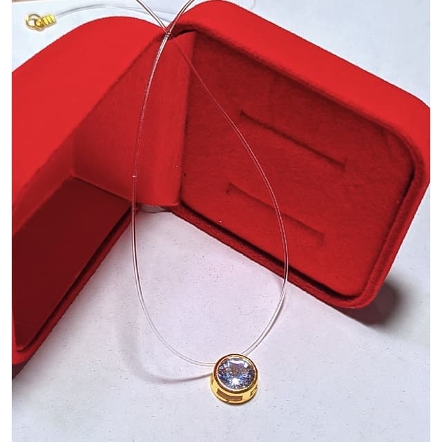 Colar Gargantilha Fio Nylon Ponto de Luz com Pedra Zircônia Cristal Folheado Ouro 18k Dourado