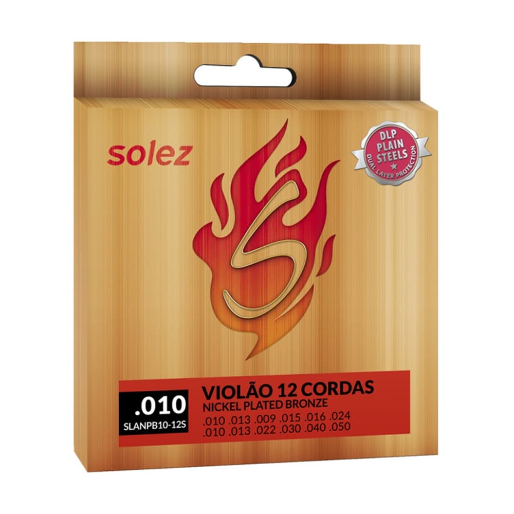 Encordoamento Solez DLP Violão Aço 12 Cordas 010 SLANPB1012S