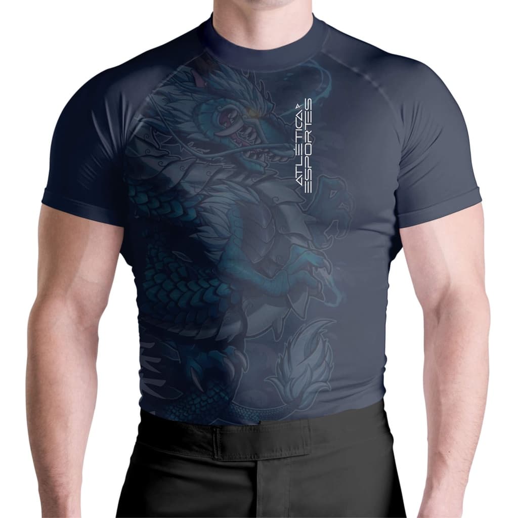 Camisa Térmica Rash Guard Masculina Dragão Chinês Manga Curta