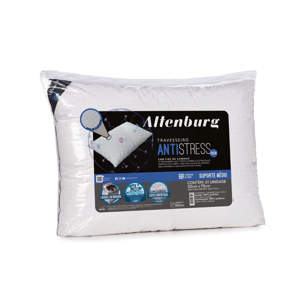 Travesseiro Antistress Fios de Carbono 50cm x 70cm Altenburg
