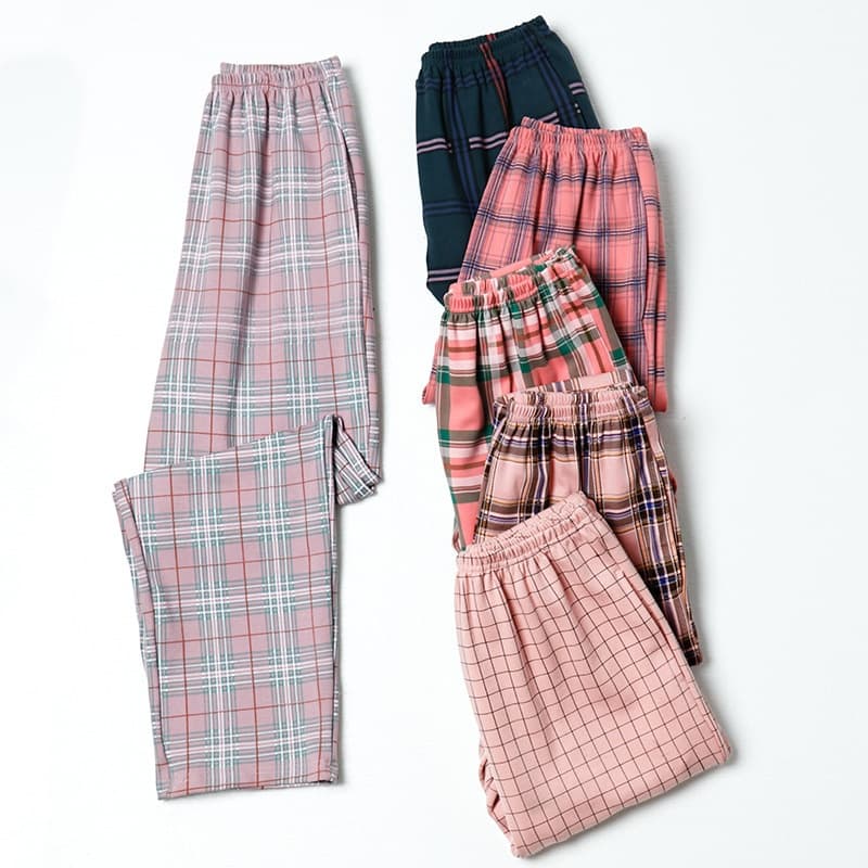 Calças De Algodão Feminino Pijama De Fundo Impresso Em Chapas Pijamas De Tamanho Grande 4XL Casuais