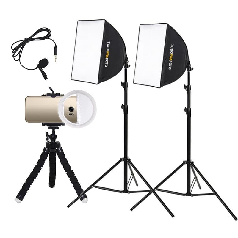 Estúdio Youtuber Para Celular Softbox Mini Ring Light - Bronze 110v
