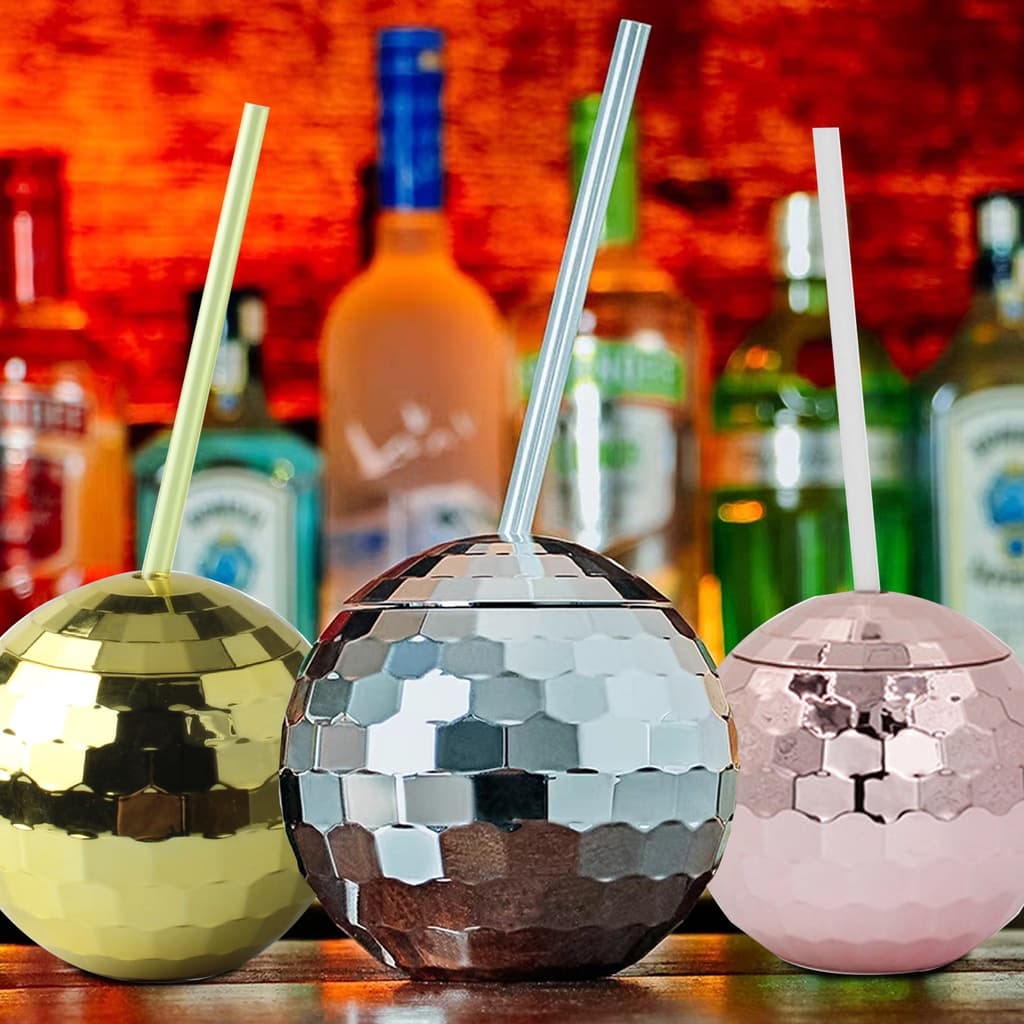 Flash Ball Discoball 580ml Copos Exclusivos De Bolas De Discoteca Com De Coquetel De Palha Bar Para Bebidas Nice