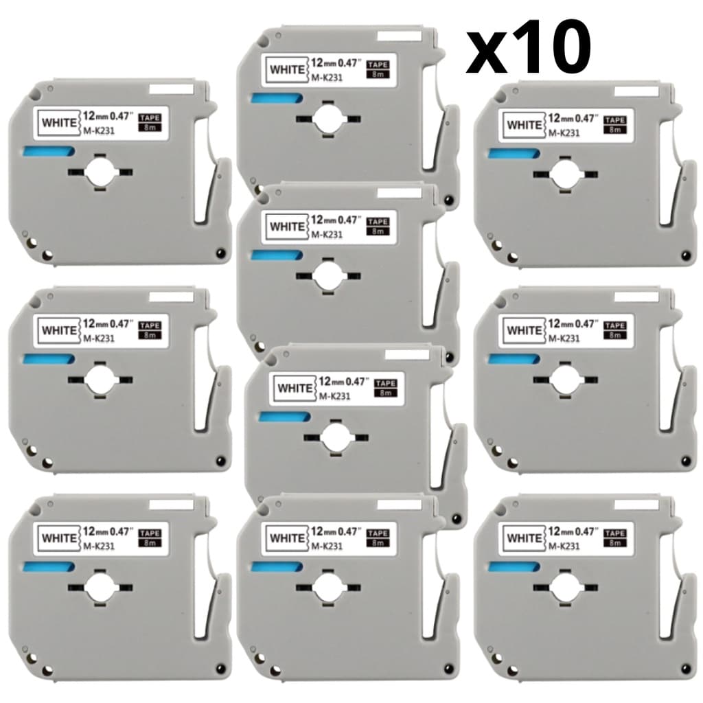 Kit 10 Fita Rotuladora Compatível Rotulador Brother Mk-231 M-k231 Mk231 Branca
