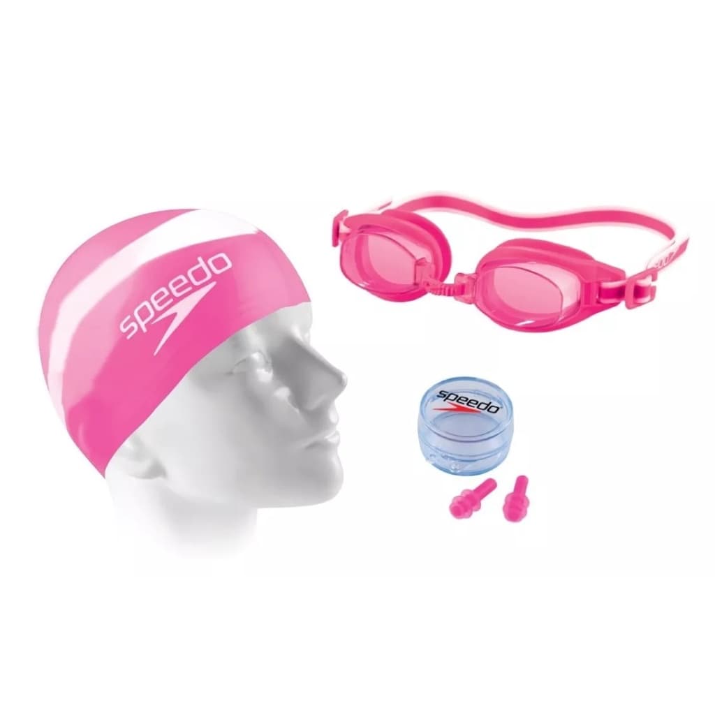 Kit Natação Speedo Swim Óculos Uv + Protetor Ouvido + Touca