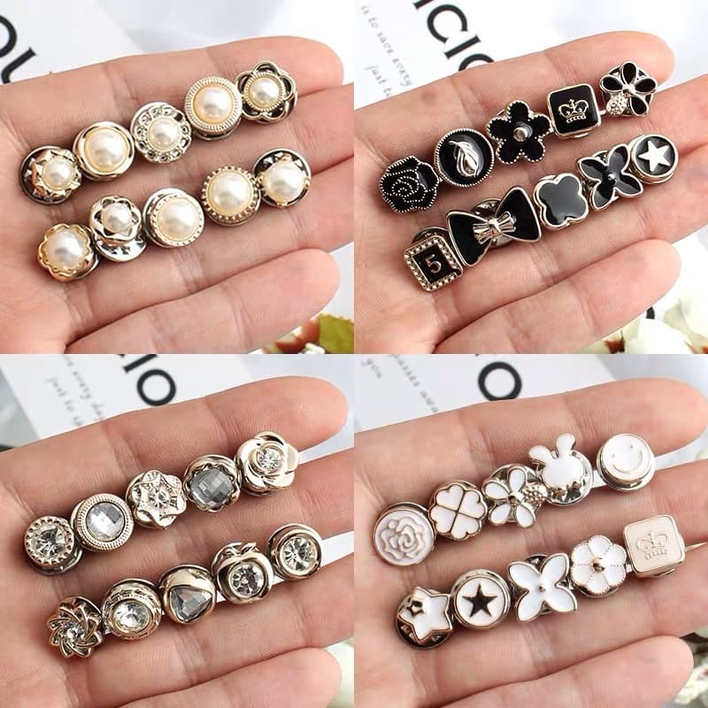 10pcs/set Sem Costura Pregos Botões De Decoração De Roupas Nti-Exposição Broches Acessórios Femininas Pérola