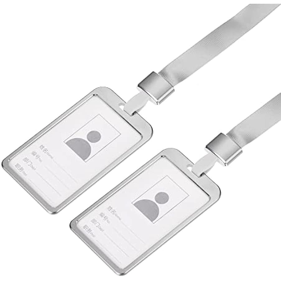 1Pc Porta Crachás Identificação Vertical Em Alumínio Com Gancho Metálico Cordão De Pescoço Destacável